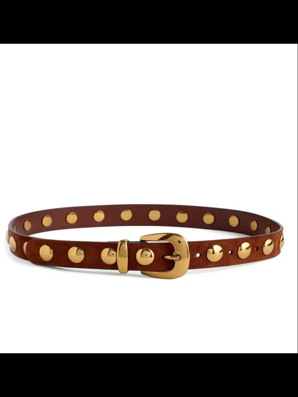 Madewell Brown Leather Belt with Gold-Tone Buckle and Studs - Picture 4 of 5